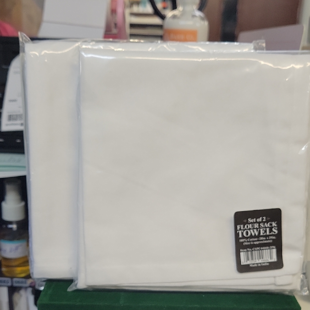 Set of 2 per Pack White Flour Sack Towels 28x29" Lot of 2 Packs New In Seal